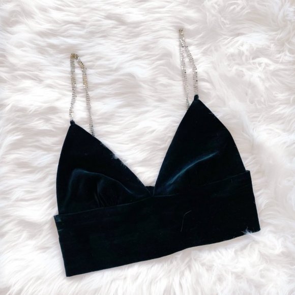 Zara Tops - NWOT ZARA velvet sparkly strap tank